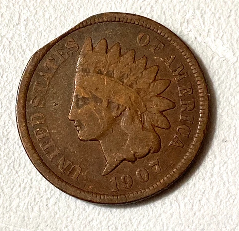 1907 INDIAN HEAD PENNY STRAIGHT CLIP PLANCHET Cover