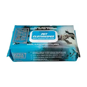 UltraGrime Pet Cleaning Wet Wipes 80 Thick Wipes - Pet Wipes Dog Cleaning Wipes - Picture 1 of 7
