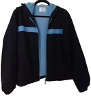 Women's Large Black w/Blue Trim Hooded Windbreaker Jacket Lady Footlocker