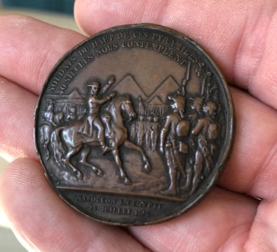Ancienne Frappe Médaille Napoléon Campagne Egypte 1798 Bovy Cuivre - Photo 1/4