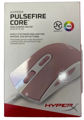 HyperX Pulsefire Core RGB Gaming Mouse 7 Programmable Buttons Pink/White 639P1AA - Image 1 of 2