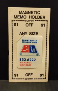 Vintage Dominos Pizza Magnetic Memo Holder w/ $1.00 off Coupon 1990's - Picture 1 of 1