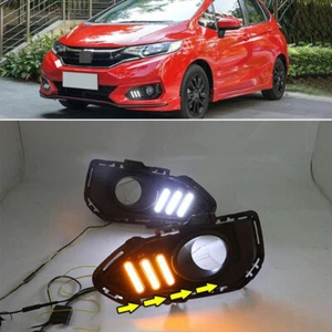 Led DRL Driving Fog Light Lamp 1Pair Turn Signal For Honda Fit Jazz GK5 2018-20 - Picture 1 of 10