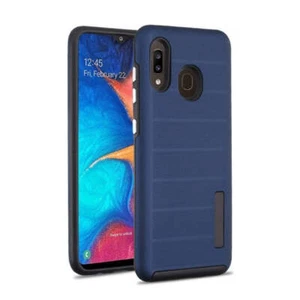 For Samsung A20 Dual Layer Anti Slip Protective Bumper Case Cover- Navy/Black - Picture 1 of 4