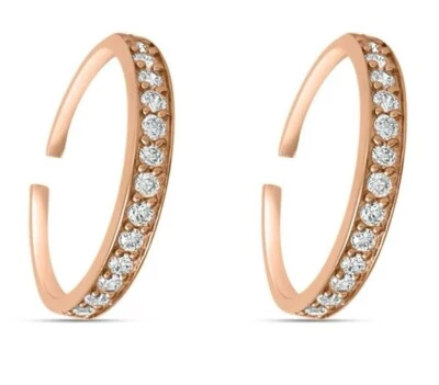 Anillo ajustable de 1 par de dedos de plata 925 con diamantes simulados de 1 quilate de oro rosa glam OneLine Foto 1 de 4