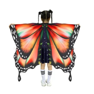 Kids Butterfly Wings Girls Cape Scarf Halloween Carnival Dance Costumes + Gift - Picture 1 of 21