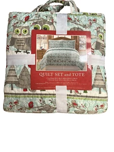 Debbie Mumm Quilt Set and Tote - Christmas Owls - Full/Queen - New - Picture 1 of 7