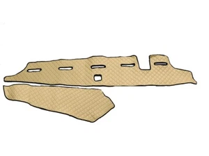 ECO LEATHER RHD BEIGE DASHBOARD COVER MAT FOR TRUCK VOLVO FH5 2020+ SENSOR - Picture 1 of 3