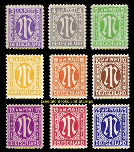 EBS Alemania 1945 Aliada Ocupación Bizona - Impresión Americana - Michel 1-9 - Estampada sin montar o nunca montada** - Imagen 1 de 10