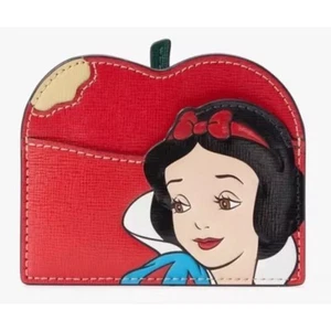 Disney X Kate Spade BLANCANIEVES Cuero Rojo Tarjetero Portatarjetas Cartera Nuevo con Etiquetas - Imagen 1 de 3