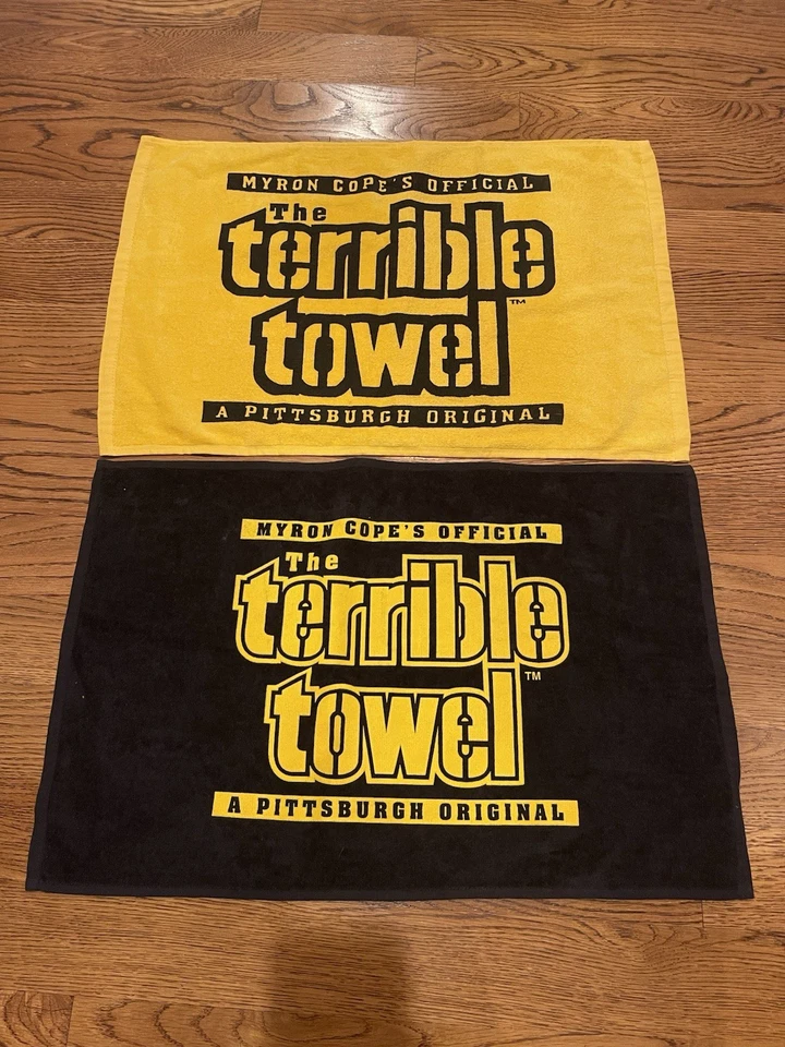 Lote de 2 Terribles Toallas Pittsburgh Steelers NFL Fútbol NEGRO Y AMARILLO Foto 1 de 4