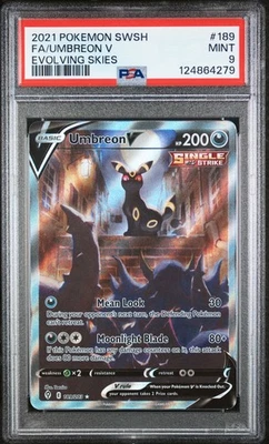 2021 POKEMON SWORD & SHIELD EVOLVING SKIES #189 FULL ART/UMBREON V PSA 9 - Image 1 of 2