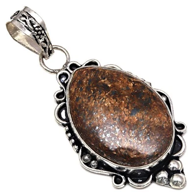 Colgante piedras preciosas de bronce hecho a mano día de la madre joyería de plata 2,25" Foto 1 de 4