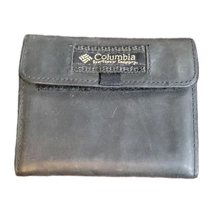 Cartera de colección Columbia Sportswear para hombre cuero negro suave cierre de gancho y bucle  - Imagen 1 de 6