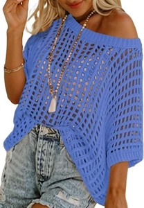 DOKOTOO Cover Up {Medium} Scoop Neck/Short Sleeve/ Casual/ Crochet/ Hollow Out - Picture 1 of 6