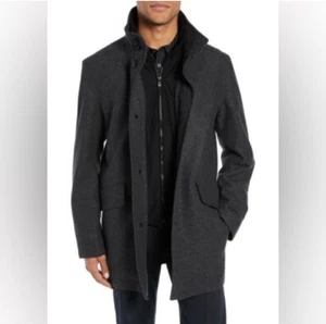$645 HUGO BOSS Men’s Coxtan8 Wool Blend Carcoat Open Grey Size 42R - Picture 1 of 7