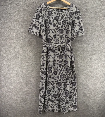 Sag Harbor Dress Women 22W Plus Gray Floral Maxi Long Zipper Belted Lined Casual - Image 1 of 4