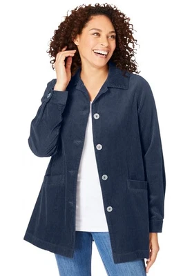 Woman Within Plus Size Pleat-Back Corduroy Jacket - Image 1 of 4