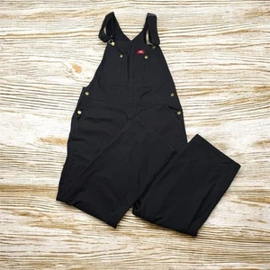 Dickies Mens Overalls 36x30 Duck Bib Heavy Canvas Black Hammer Loop Pockets - Picture 1 of 10