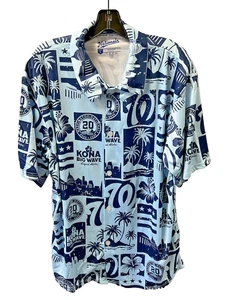 Washington Nationals Hawaiian Shirt Kona Big Wave 20 Years Blue Size Large NWOT - Picture 1 of 2