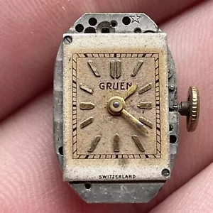 VTG Gruen Watch Co. 7 Jewels Swiss Unadjusted Face And Movement I-1224B PARTS - Picture 1 of 8