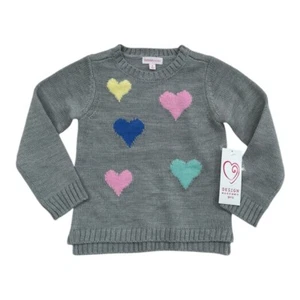 Design History NWT Heart Knit Sweater Girls 4 - Picture 1 of 7