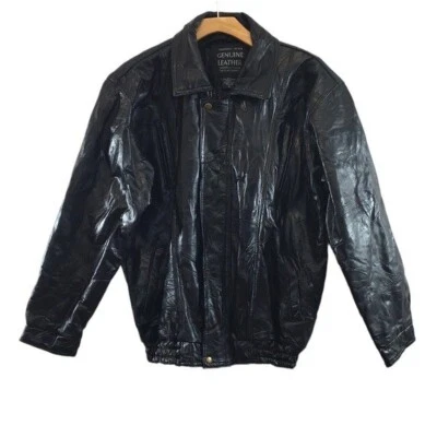 Chaqueta Maxam Para Hombre XL Cuero Genuino Negra Bombardero Motociclista Cremallera Mosaico Italiano Foto 1 de 4