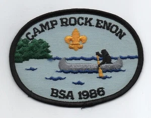 Parche Camp Rock Enon 1986 (Consejo del Área de Shenandoah), ovalado, como nuevo - Imagen 1 de 1