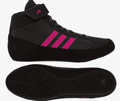 Adidas HVC Youth Kids Black Pink Wrestling Shoes HP6873 NEW
