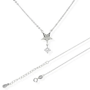 Stern CollierKette, Zirkonia ,925-Silber Amulett,cz5 - Picture 1 of 4