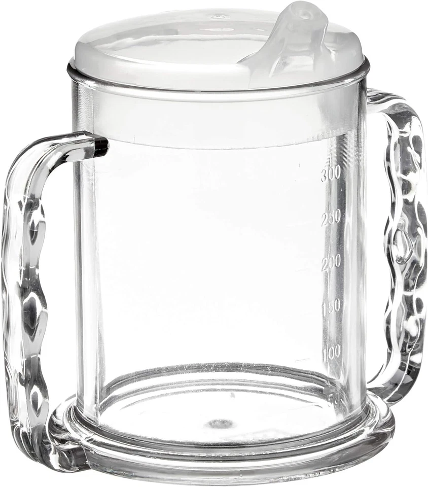 LIFESWONDERFUL Auslaufsicherer Becher für Senioren - Trinkhilfebecher mit breitem Boden, Doppelgriffe, Ausgießer