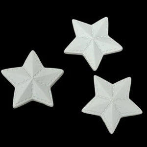 White Stars Button Covers Resin Metal Back Sewing Notions Crafters Lot - Picture 1 of 7
