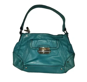 Vintage 90s B MAKOWSKY Large Leather Hobo Satchel Bag Handtasche Shoulder Turquoise - Bild 1 von 19