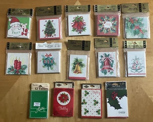 (14) Pkgs VINTAGE TALLY CARDS - Christmas Patterns - Gibson and Paper Art - New - Picture 1 of 8