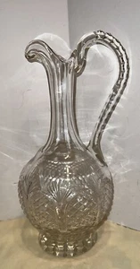 Vintage Cut Glass Ewer Liquor Decanter Wine Jug - Picture 1 of 6