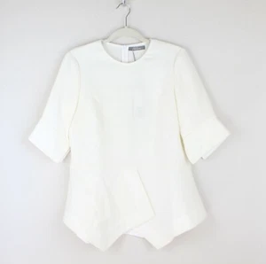 NWT Lela Rose Crepe Handkerchief Hem Top, Ivory, US 4, MSRP $990 - Picture 1 of 12