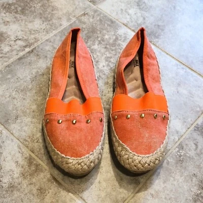 Avon Cushion Walk Espadrille Jute Canvas Slip On Orange Comfort Flats Size 9 - Image 1 of 4