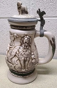 1991 Avon Great Dogs of the Outdoors Vtg Hunting Dogs Lidded Beer Stein Mug 9.5" - Picture 1 of 7