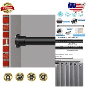 Multi-Purpose Heavy-Duty Tension Rod for Curtains - Easy Install (123-161") - Picture 1 of 10