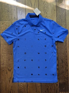 Nike Dri-Fit Tour Icon Polo All Over Stampa Blu Royal FQ0426-405 Uomo Medium Nuova con etichette - Foto 1 di 5