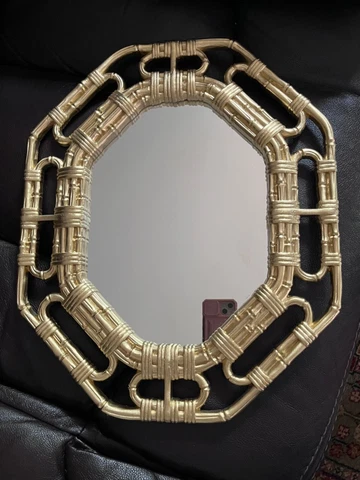 Vintage   Wall Mirror gold Bamboo style frame  by Homco Cover
