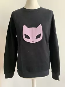 KARL LAGERFELD SWEATSHIRT GR.M SCHWARZ MIT KATZENKOPF MOTIV IN FLIEDER - Bild 1 von 9