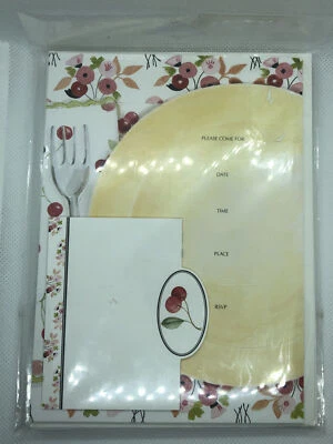 Juego de 8 invitaciones de fiesta Isabella, florales y bayas con sobres y tarjetas de lugar Foto 1 de 2