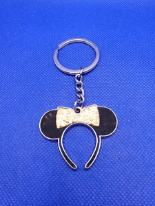 Portachiavi Parchi Disney Orecchie Minnie Mouse Oro Glitter Cerchietto Metallo Portachiavi - Foto 1 di 5