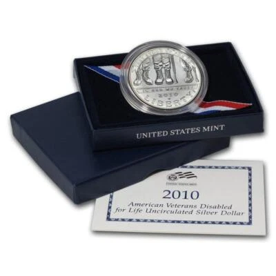 2010 W Disabled American Veterans $1 Silver Commemorative BU (Box/COA) - Image 1 of 3