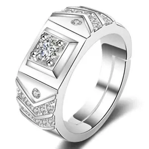 Herren Weiß Saphir 925 Sterlingsilber Ring Statement Schmuck - Bild 1 von 2