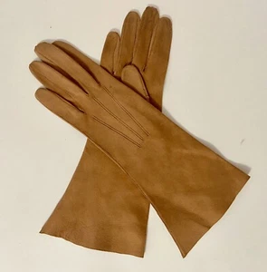 Vintage Paar hellbraune weiche Leder Damen Handschuhe Größe 6 - Bild 1 von 7