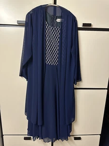 Blaues Carisma Damen Party-/Abendkleid mit Chiffonjacke in 44 - Bild 1 von 7