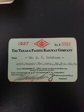 Vintage Rare 1927 Texas & Pacific Railroad Railway Pass Ticket