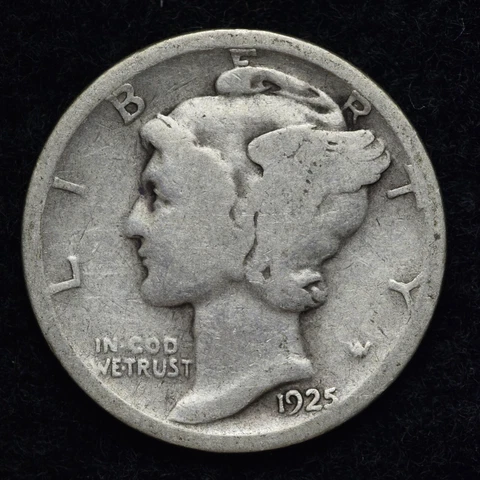 1925-D Mercury Silver Dime GOOD / VG FREE SHIPPING Cover